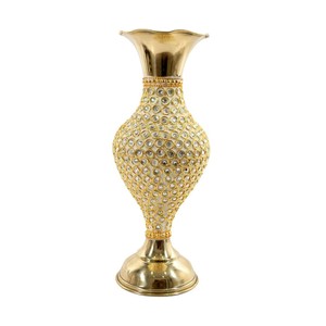 Vase décoratif en laiton doré avec cristaux |   Vente en gros en Inde - Product Image 1