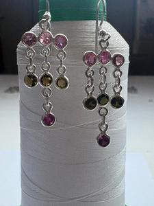 Boucles d'oreilles classiques multicolores en tourmaline, pierres précieuses naturelles, bijoux en argent sterling 925, Gigli Rigli Gems ER0459, pour femmes, anniversaire - Product Image 5