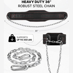 Cinturón de levantamiento de pesas para gimnasio y fitness con cadena de acero para dominadas, sentadillas profundas y ejercicios de fuerza - Product Image 4