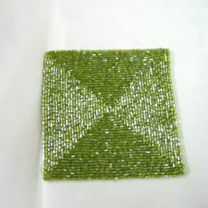 Modern Minimalist <b>Beaded</b> Glass Cocktail <b>Coasters</b> with Non-Slip Base for Special Occasions As Home Accent Mat or Pad - Product Image 1