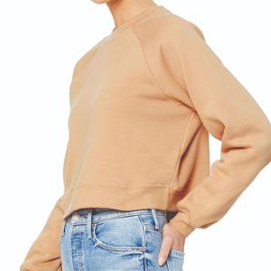 Sweat-shirt court pour femme à manches longues, pull décontracté en molleton doux, style streetwear, mode hiver automne, beige - Product Image 5