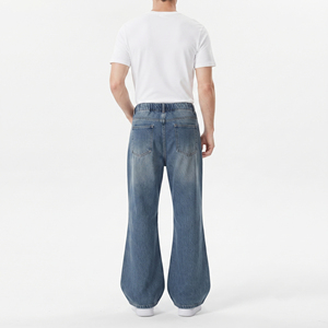 Outerwear Wide Legs Denim Flare Pants <b>Men</b> Street Style <b>Drawstring</b> Waist <b>Jeans</b> <b>Men</b> High Quality 100% Cotton Denim Pants <b>Men's</b> - Product Image 2