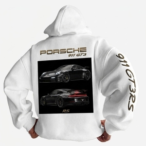 Hooded <b>Sweatshirt</b> Men's <b>Pink</b> Fleece Casual Automotive Print Back Logo Regular Fit Autumn Wear - Product Image 4