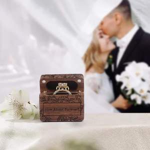 Artisan High Quality Wooden Resin <b>Ring</b> Box European Style Handcrafted <b>Engagement</b> <b>Ring</b> <b>Holder</b> for Couples - Product Image 5