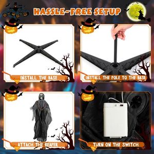 Figura di Grim Reaper di 6,4 Piedi con Occhi Illuminati e Suoni Terrificanti, Decorazione per Halloween - Product Image 6