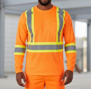 Custom High Visibility Reflective <b>Safety</b> Shirt with Silver <b>Tape</b> for Construction and Industrial Workers - Product Image 5