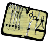Kit complet d'extensions capillaires en acier inoxydable avec pince à 1 trou, crochet de pose de mèches, pinces bec de canard, ciseaux à effiler et anneau de séparation