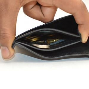 <b>Men's</b> Genuine Leather <b>Wallet</b> Short Length RFID Protection Fold Closure Minimalist Design Embossing Detail <b>Black</b> - Product Image 4