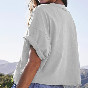 Camisetas Cortas de Verano para Mujer, Estilo Cuadrado, Estampadas o Lisas, de Algodón y Poliéster Premium, Tejido Jersey Transpirable, Manga Corta - Product Image 5