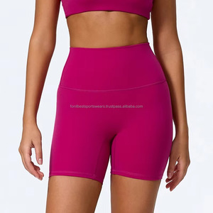 Shorts de yoga sans couture à taille haute FONILBEST pour femmes, taille élastique, matière Spandex/Nylon, longueur courte, vêtements de fitness - Product Image 6