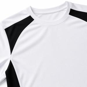 Casual Men's White Black Color Blocked <b>Raglan</b> Sleeve O-Neck Quick Dry Sporty T-Shirt Slim Fit Knitted 100% Polyester Daily Fit - Product Image 5