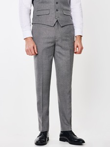 Costume 3 pièces bleu marine pour homme, style américain, coupe ajustée, blazer à simple boutonnage, gilet, en laine et polyester, couleur unie, revers crantés, fermeture boutonnée - Product Image 2