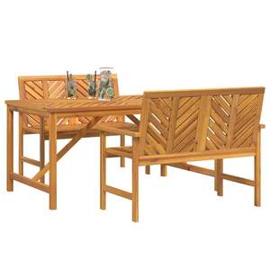 Juego de comedor de jardín de madera maciza de acacia marrón de 3 piezas - Product Image 3