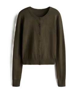 Suéter Corto de Punto para Mujer, Cuello Redondo, Manga Larga, Color Sólido, Botones al Frente, Transpirable, Informal, Ropa de Otoño para Mujer - Product Image 6