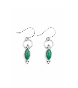 Boucles d'oreilles en argent pur et malachite pour femmes, bijoux en pierre naturelle verte, design artisanal élégant, boucles d'oreilles tendance pour femmes - Product Image 1