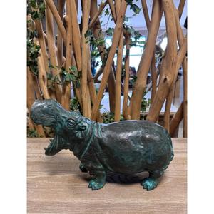 Garden Supplies Bronze Hippo Statue Patina Green Finish Outdoor Hippo Sculpture <b>Hand</b> <b>Casted</b> Vintage Hippopotamus Figurine Decor - Product Image 3