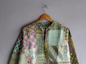 Quilted <b>Patchwork</b> <b>Jacket</b> Women's Mandarin Collar Full Sleeve Cotton Autumn Style Regular Length Patch Designs - Product Image 4