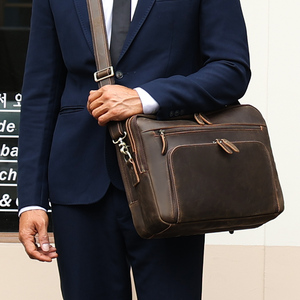 <b>Men</b> Crazy Leather 15.6 Inch Laptop <b>Bags</b> Briefcase Genuine Leather Business Office Briefcase <b>Bag</b>. - Product Image 6