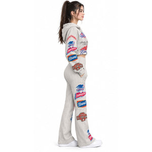 Chándal con Capucha para Mujer, Diseño de Béisbol, Cierre Completo con Cremallera, Bolsillos Laterales, Estampado por Sublimación, Estilo Casual - Product Image 3