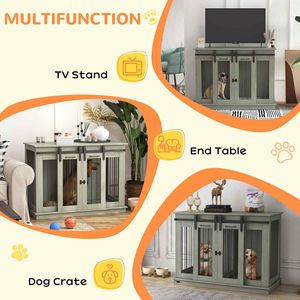 Gabbia Multifunzionale per Cani di Taglia Grande, Elegante Tavolino Grigio con Divisorio, Pratico Arredo per Cani - Product Image 4