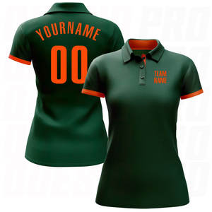 Polo de golf pour hommes personnalisé en gros, design uni, décontracté, avec logo brodé, polos de sport pour hommes, polos de golf vert et orange - Product Image 2
