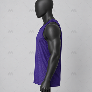 Men's <b>Purple</b> Mesh Basketball Jersey Sleeveless Crew Neck Breathable <b>Tank</b> <b>Top</b> Regular Fit Solid Color Summer Apparel 100% - Product Image 2