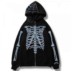 Sweat à capuche pour homme orné de strass et de cristaux, style streetwear brillant, décontracté, pour l'hiver et le quotidien - Product Image 6