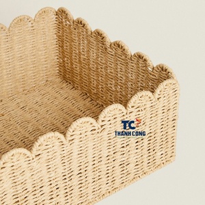 Mục tốt nhất 2025 Giỏ hình chữ nhật màu be hiện đại: Thiết kế vỏ sò cho phong cách lưu trữ phòng khách và tổ chức. - Product Image 4