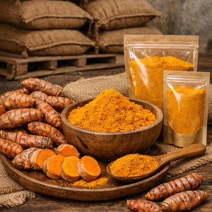 Cúrcuma Orgánica de Kandhamal (Certificación GI) Libre de Pesticidas 2.7%-3.3% Curcumina Doble Pulido Grado Alimenticio y Farmacéutico - Product Image 1