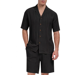 Ensemble décontracté pour homme, respirant, 2 pièces, été, vacances, fête, plage, chemise à manches courtes boutonnée et pantalon - Product Image 4