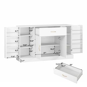 Mobile Buffet Moderno per Cucina e Bar con 1 Cassetto e 4 Ante, Grande Armadio di Stoccaggio per Cucina e Bar - Product Image 5