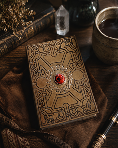Diario de cuero de fantasía |   Cuaderno Ojo de Dragón Rojo |   Diario de Escritura Estilo Vintage |   Diario inspirado en un libro de hechizos | - Product Image 1