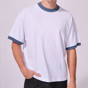 T-shirt Hip Hop Col V Uni Personnalisable Couleur Unie Sans Couture 170/210 Gsm Tissu Lourd Respirant Extensible Teint Uni - Product Image 5