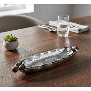 Grand plateau de service rond en métal créatif avec poignées, plateau alimentaire artisanal pour la cuisine, la salle à manger, la décoration de la maison, les fournitures de fête - Product Image 3