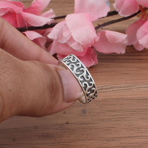 Wholesale Handmade 925 Sterling <b>Silver</b> Classic <b>Wedding</b> Meditation Anxiety Fidget Boho Wide Band Worry <b>Ring</b> Women <b>Men</b> Party - Product Image 4