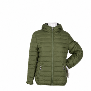Veste matelassée à capuche pour homme, couleur vert olive, avec fermeture éclair et poches latérales, coupe-vent décontractée pour l'automne - Product Image 1