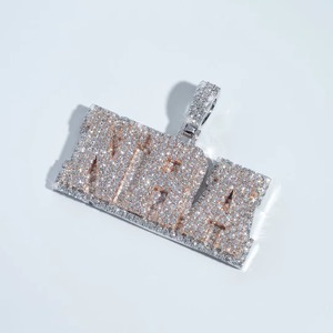 Iced Out Moissanite Letter <b>Pendant</b> 925 <b>Silver</b> Hip Hop Themed Charms Everyday Wear Jewelry <b>Initial</b> Letter Two Tone <b>Pendant</b> - Product Image 5