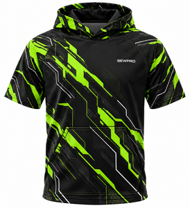 Sudadera con Capucha Personalizada SEWPRO, Sublimada, Manga Corta, Juvenil/Adulto, Poliéster 300 GSM, Bolsillo Canguro, Negro Lima - Product Image 1