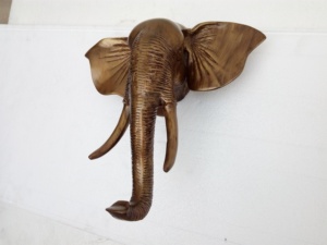Large Elephant Wall Head Metal Elephant Wall Sculpture <b>Bronze</b> Finish Statue - Product Image 6