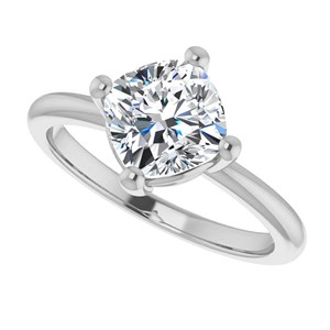 1.25CT <b>Cushion</b> Cut Colorless Moissanite Engagement Ring 14K Solid White Gold Solitaire Ring Celebrity Style Wedding Ring <b>For</b> Her - Product Image 3