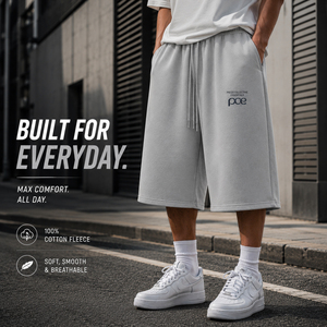 Shorts de survêtement Bermuda pour homme en molleton de coton 400 GSM, coupe ample, longueur longue, en French Terry, jambe large - Product Image 3