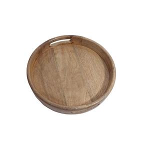 Bandeja Redonda Ajustable de Madera de Acacia para Servir Té y Café, Bandeja de Almacenamiento de Alimentos de Madera, Venta Directa de Fábrica - Product Image 1