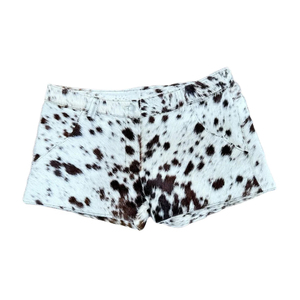 Women Patent Leather <b>Shorts</b> Cowhide Print Mid Waist Button Fly Breathable Hot Pants <b>Rave</b> Dance Stage Wear Custom Wholesale - Product Image 1