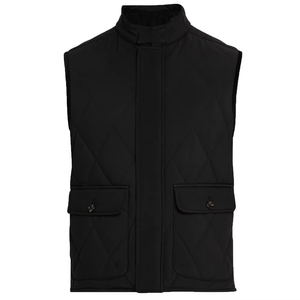 เสื้อกั๊กผู้ชาย 100% แบรนด์แท้ หนา สีดำ ดีไซน์เนอร์ วินเทจ คลาสสิก ซิป ทรงเข้ารูป - Product Image 3