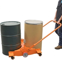 Chariot de transport double tambour à profil bas 2000 LBS pour fûts de 55 gallons avec poignée réglable et 6 roues – Chariot manuel pour fûts