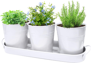 Juego de 3 Macetas Metálicas para Plantas, Macetas Redondas Duraderas para Interiores y Exteriores, para Hierbas y Plantas Pequeñas - Product Image 2