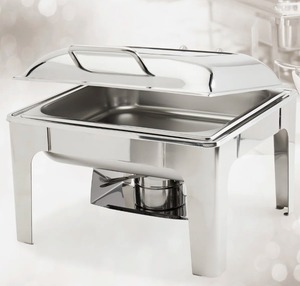 ชุดอุ่นอาหารบุฟเฟ่ต์แบบหรูหรา 2 ชิ้น ขนาดใหญ่ ทำจากสแตนเลสสีเงิน สำหรับงานจัดเลี้ยงและงานปาร์ตี้ ในราคาที่ดีที่สุด - Product Image 5