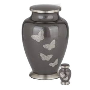 Urna de cremación de latón estilo moderno con diseño de mariposa para cenizas humanas, urna funeraria conmemorativa para adultos con recuerdo para mujeres y hombres - Product Image 1