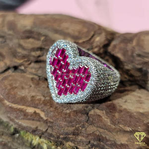 Anillo de Plata 925 con Diamante Cultivado en Laboratorio en Forma de Corazón, Tono Dorado, Joyería de Lujo con Piedras Completas para Compradores Mayoristas - Product Image 6