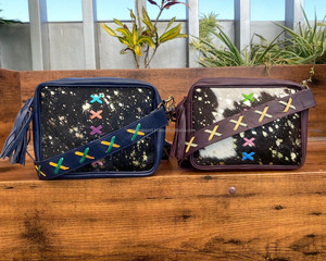 Bolso de hombro de mujer de cuero reciclado metálico con pelo de alta calidad, bolso cruzado de cuero colorido para mujer, bolsos de lujo a la moda - Product Image 3